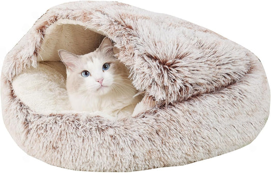 2-in-1 Round Cushion & Warm Pet House for Cats and Small Dogs - Curio & Co.